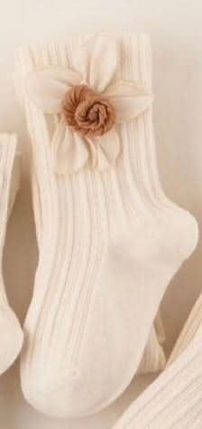 Ribbed Tights with Bow-knot/ Rose