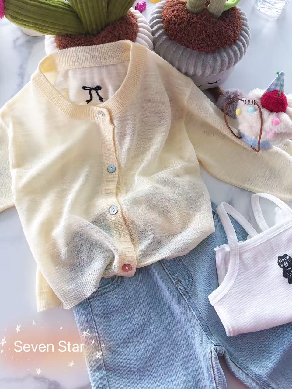 Yellow Crew Neck Cardigan