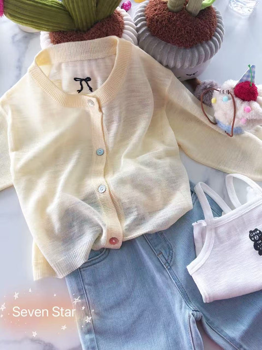 Yellow Crew Neck Cardigan