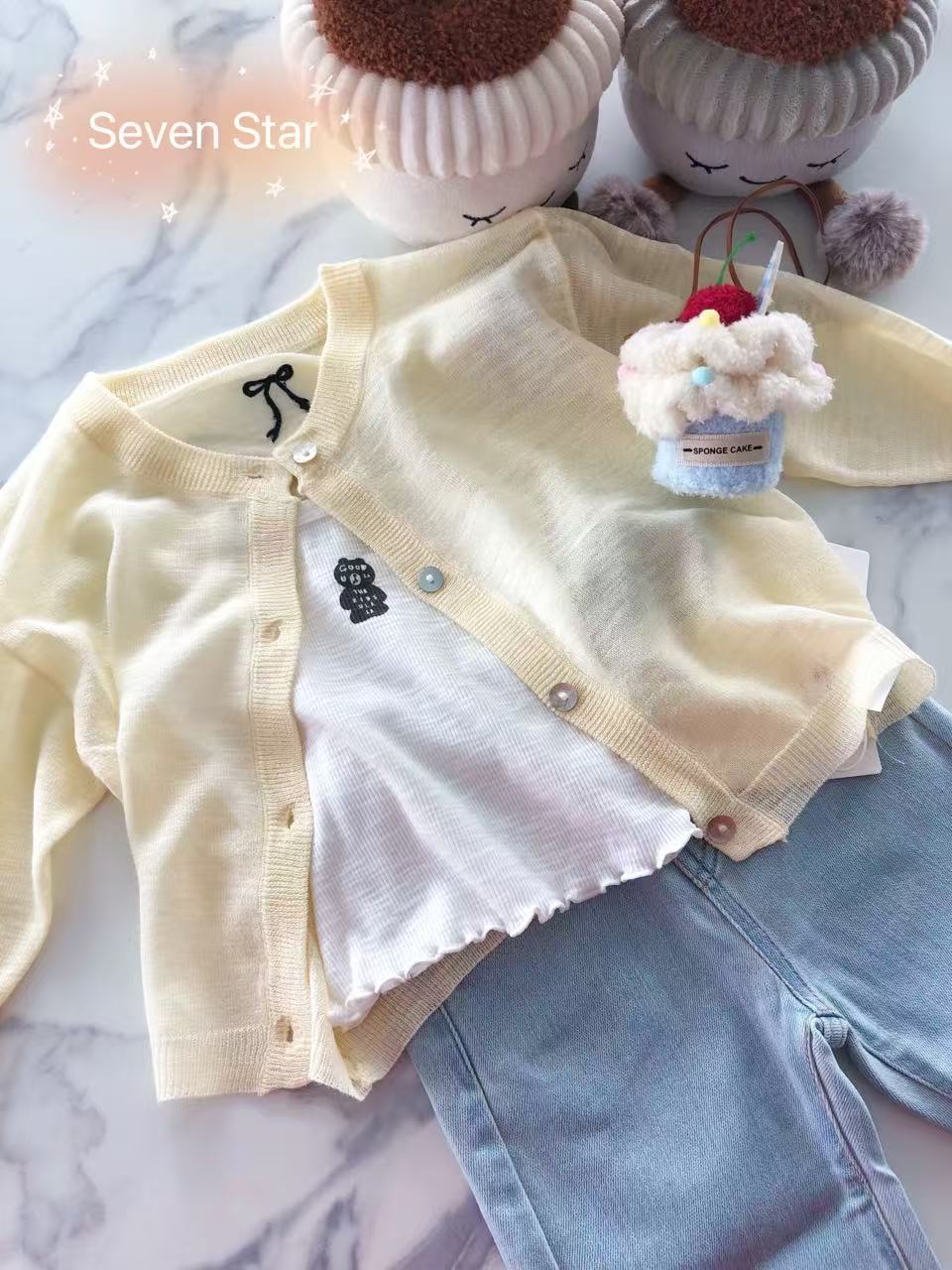 Yellow Crew Neck Cardigan
