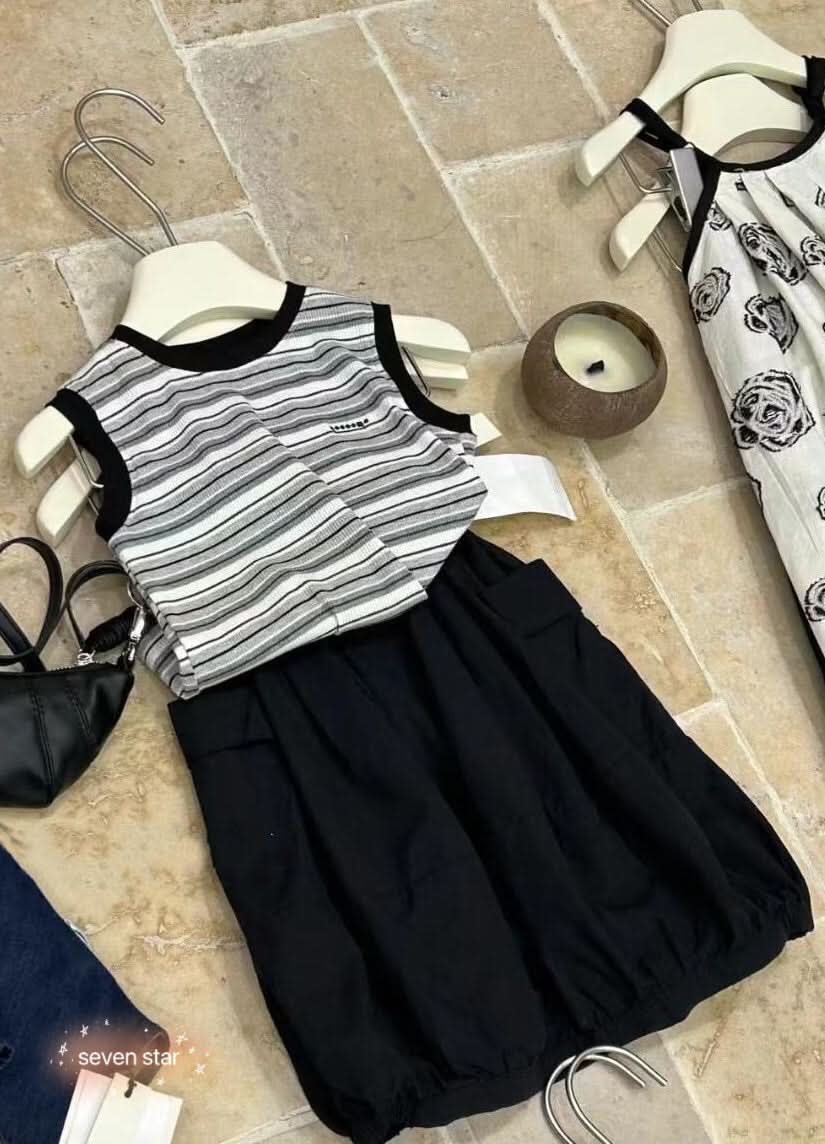 kids Black Striped Tank Top