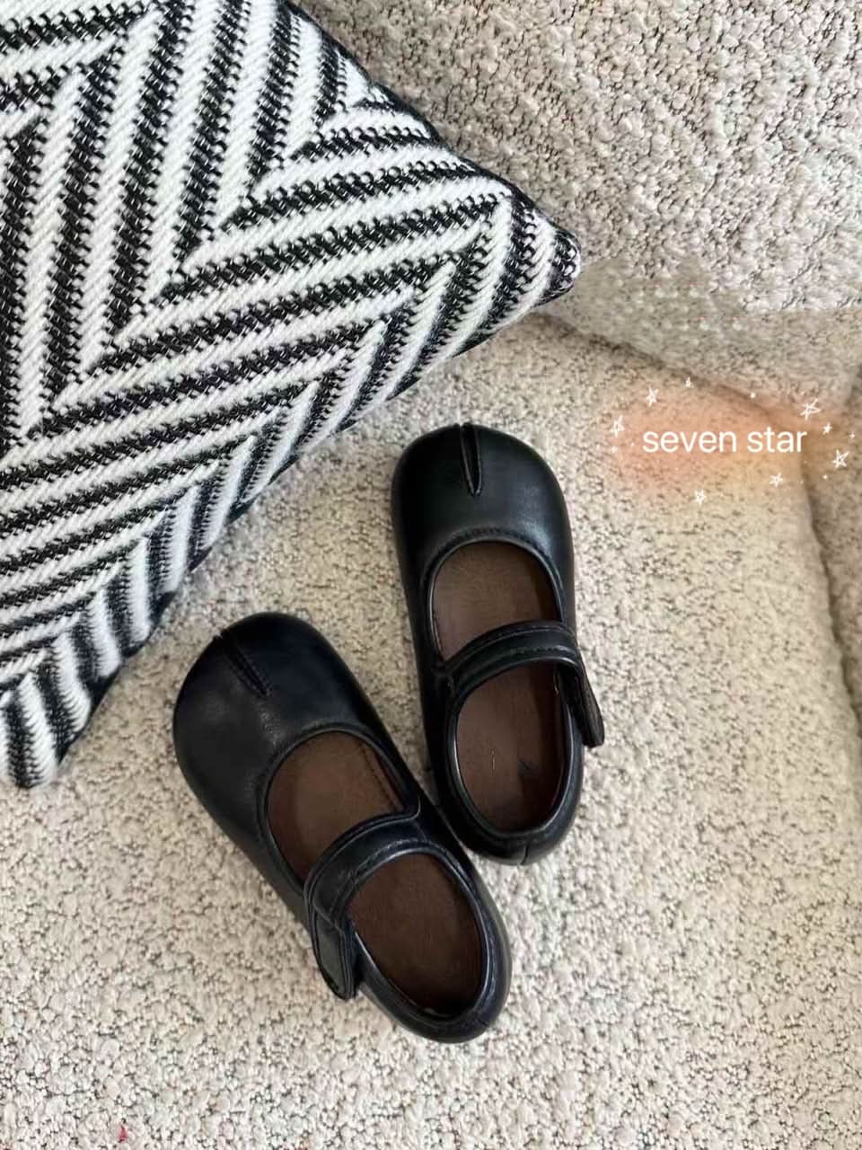 Black Leather girls Shoes