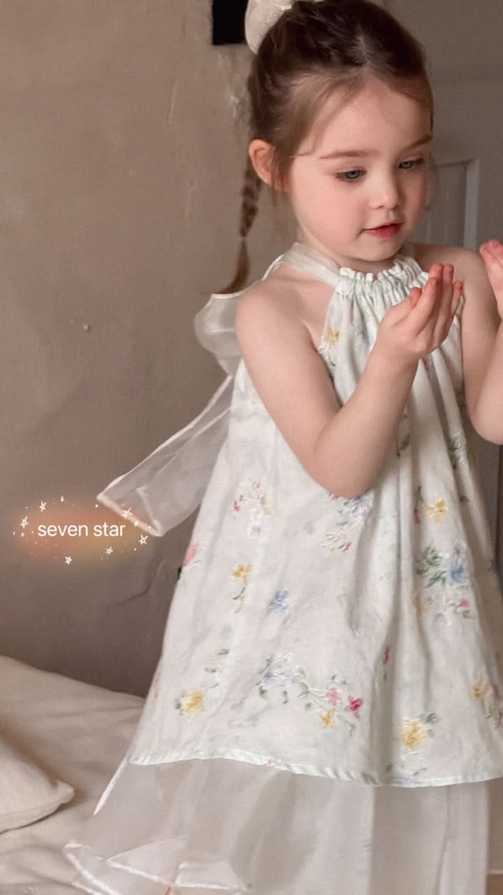 Bow Tie Floral Embroidered Dress