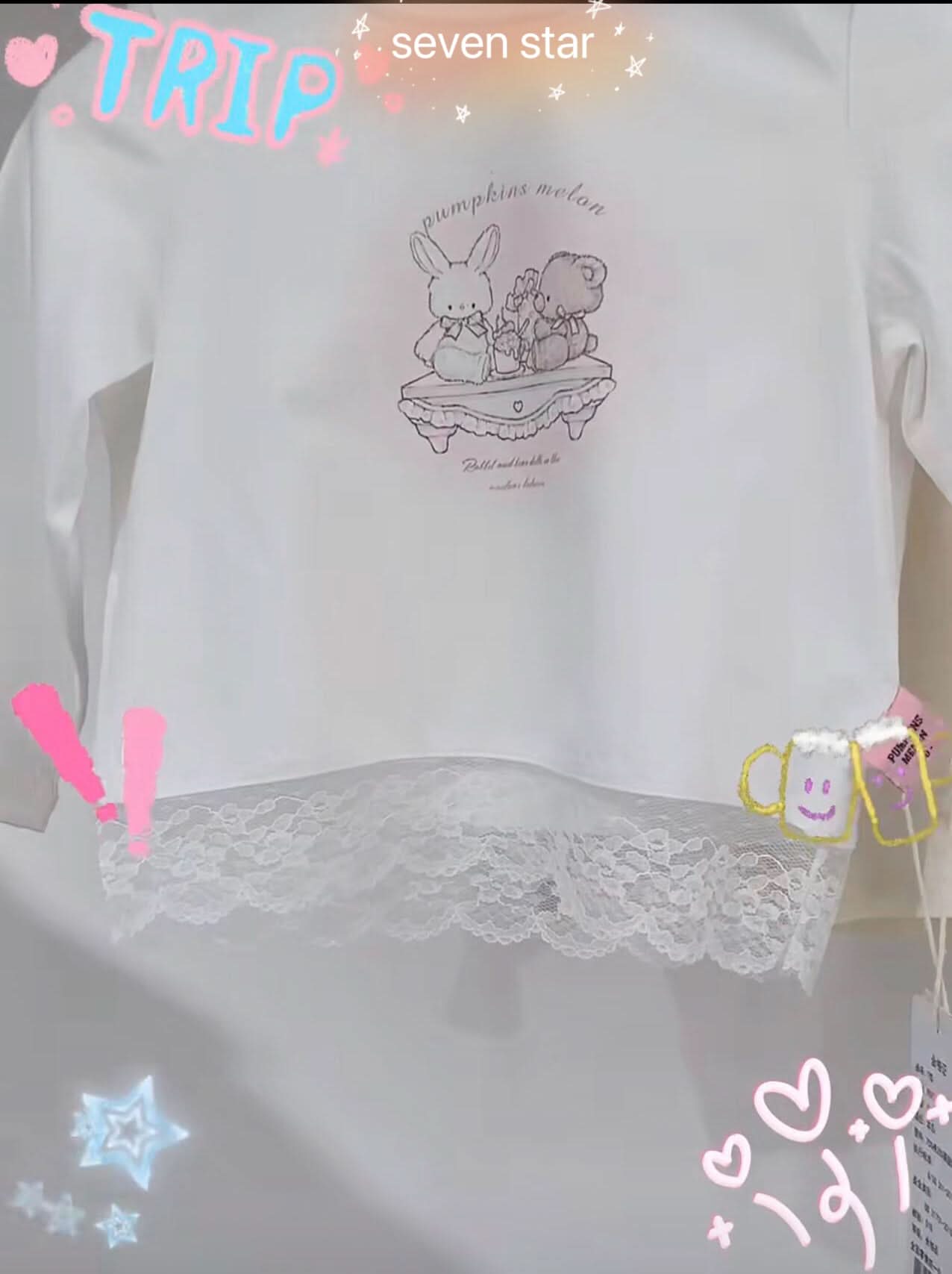 Bunny and Bear Lace Shirt for girl