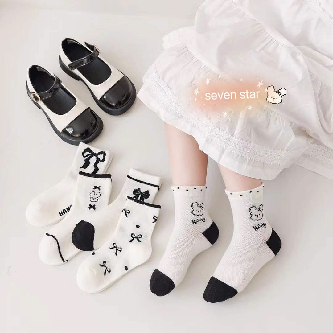 Bunny and Bow-knot Crew Socks(5 pairs)