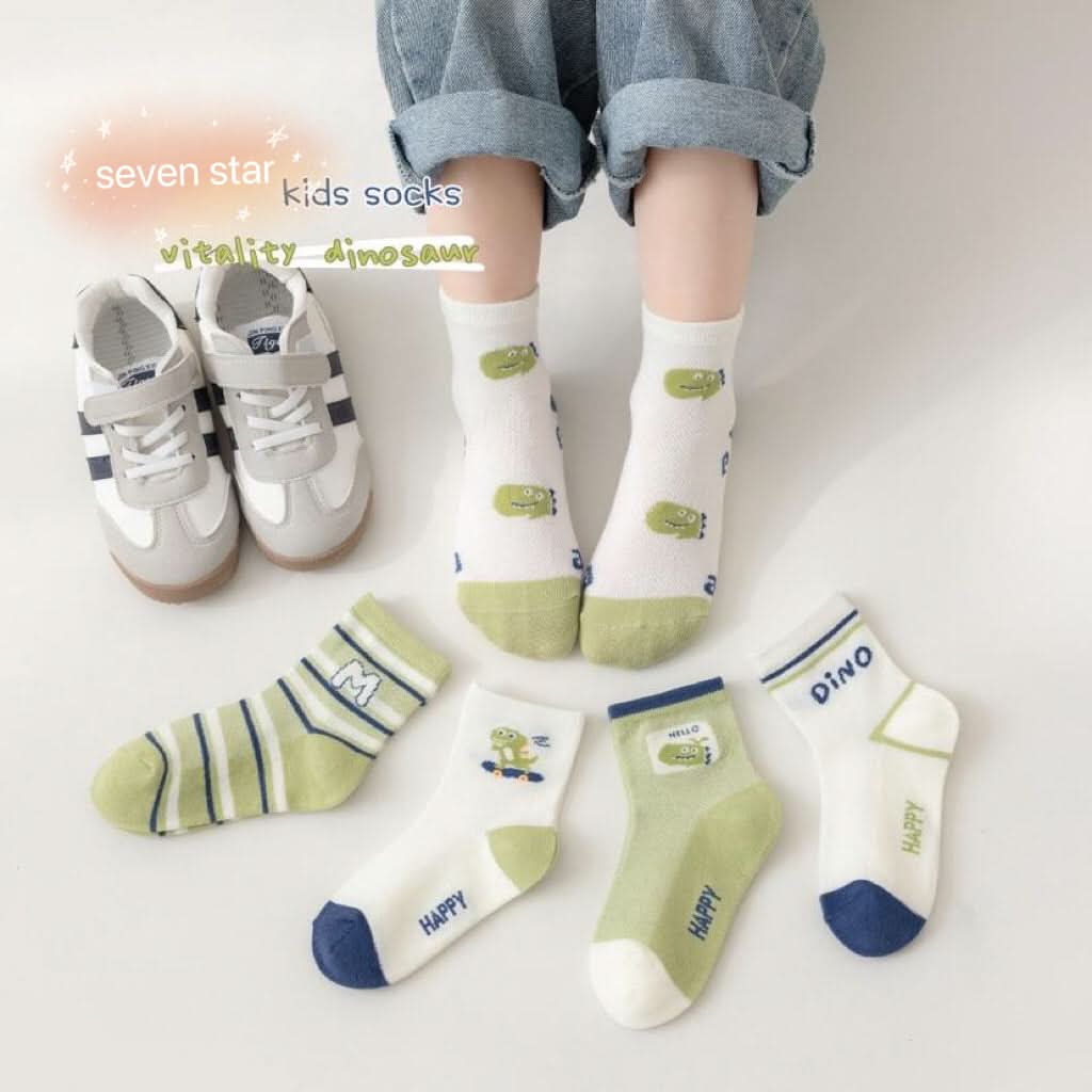 Dinosaur Crew Socks(5 pairs)