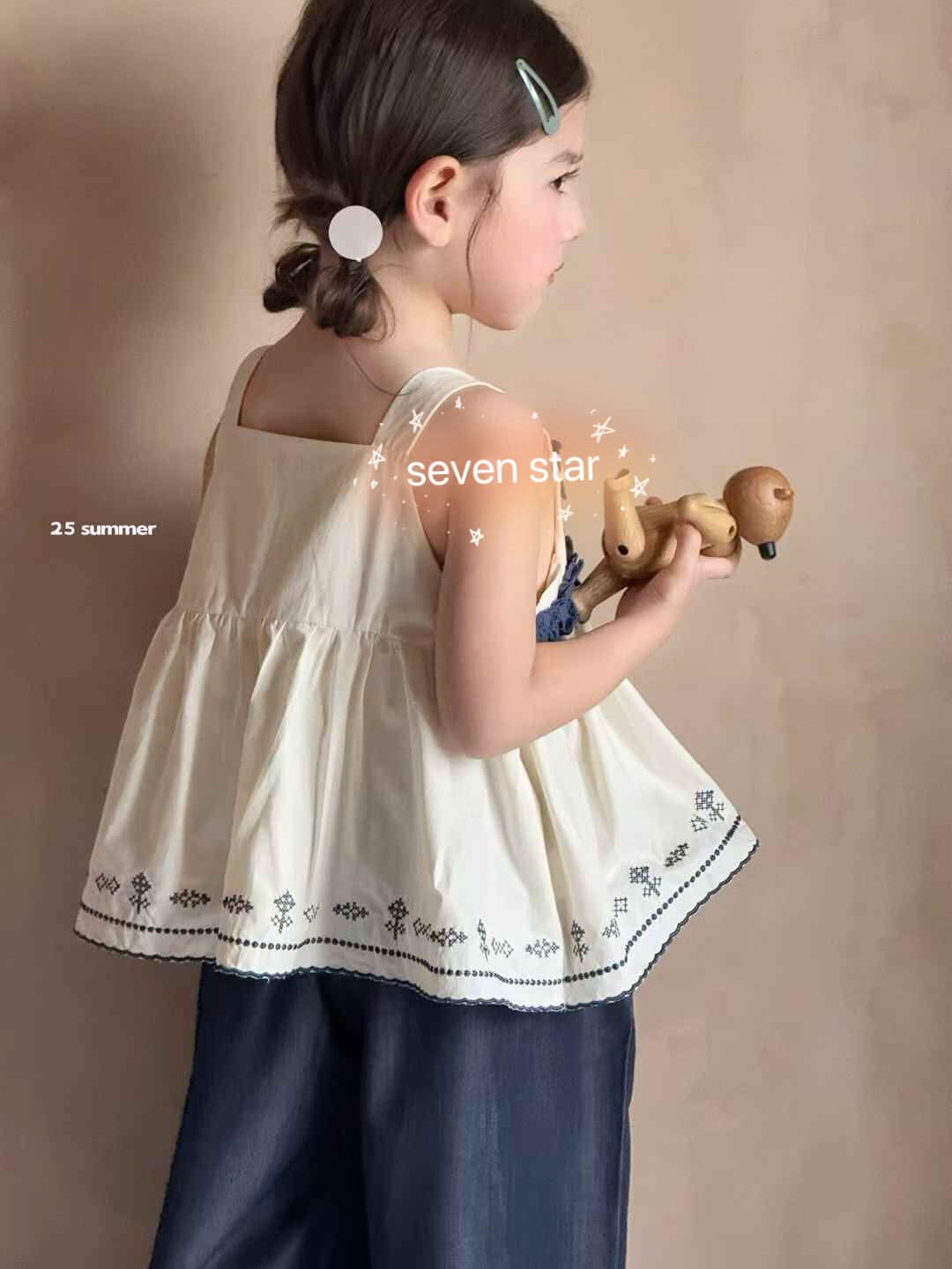 Embroidery Smocked Sleeveless Top