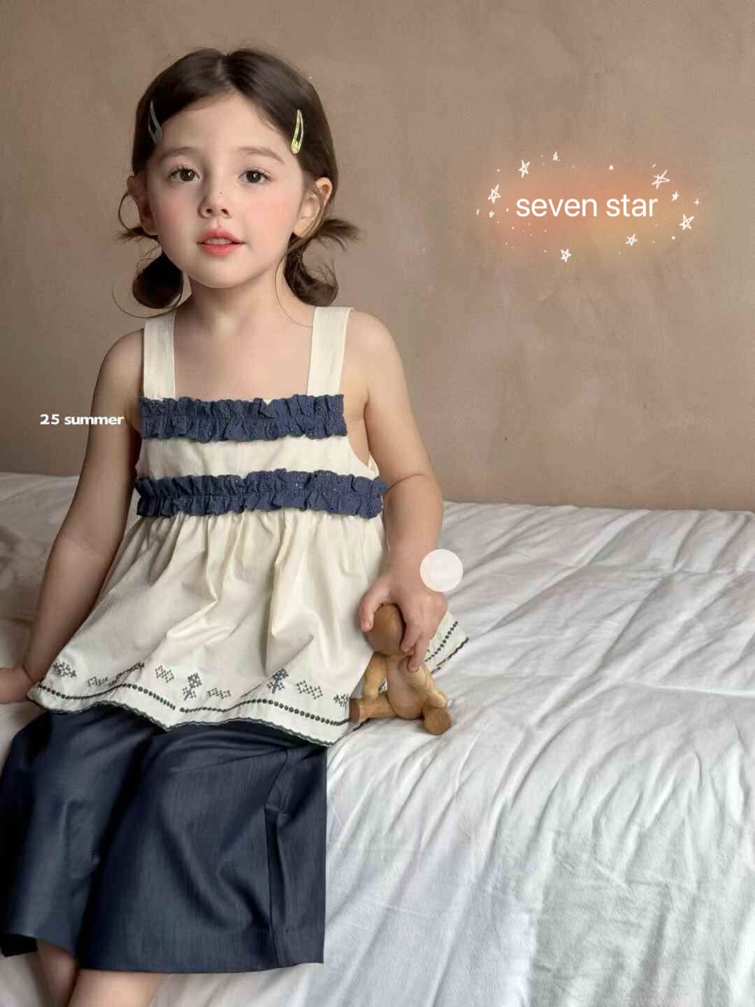 Embroidery Smocked Sleeveless Top