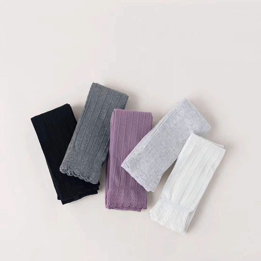 Footless Lace Tights—Grey