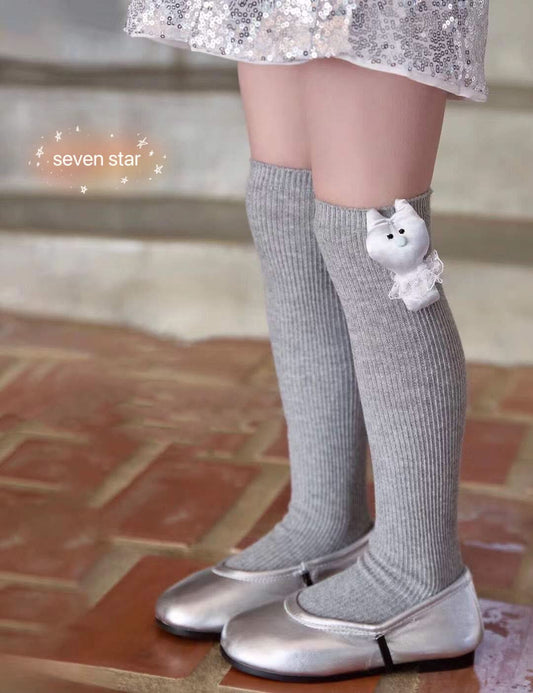 Knee High Socks—Grey with Silver (4 pairs)