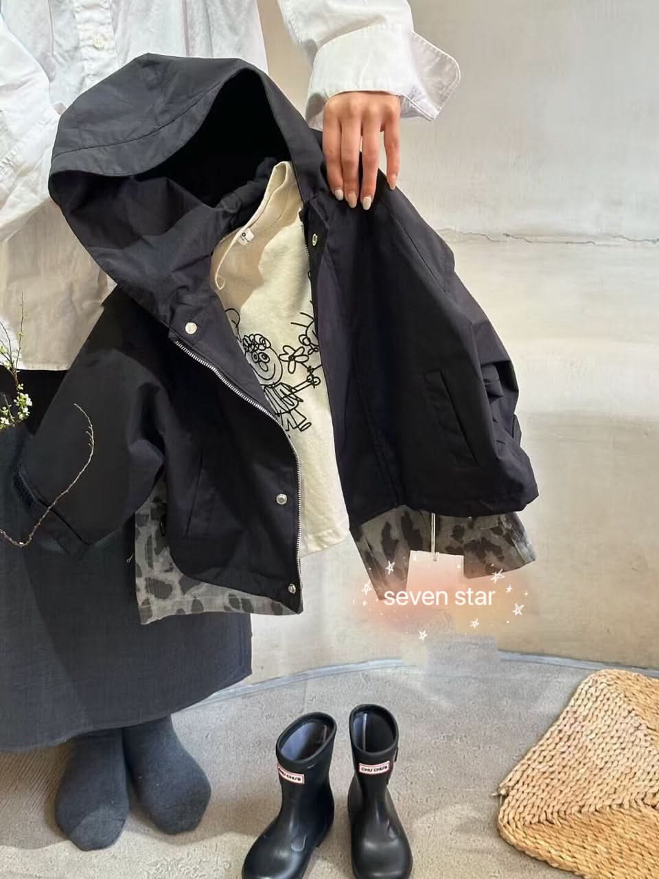 Black Oversize Hooded Jacket