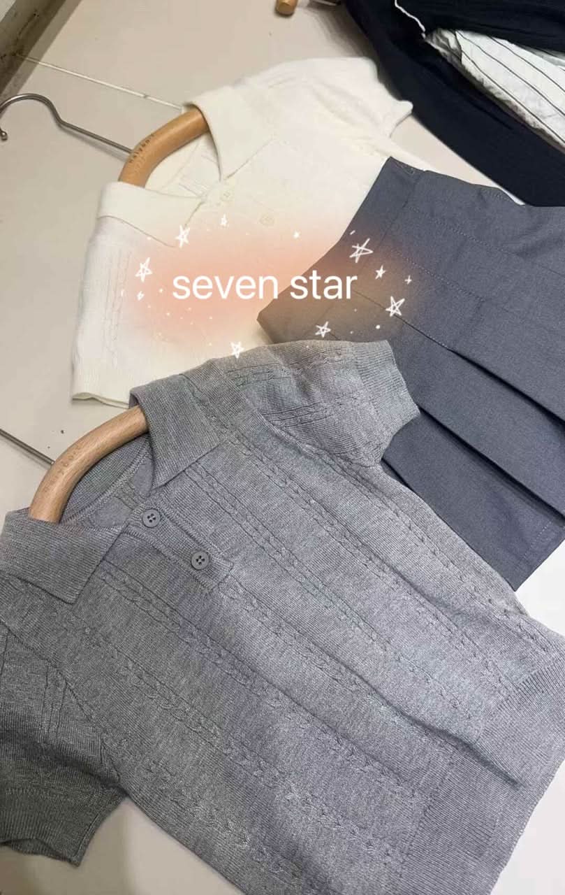 Knit Polo Shirt-Grey