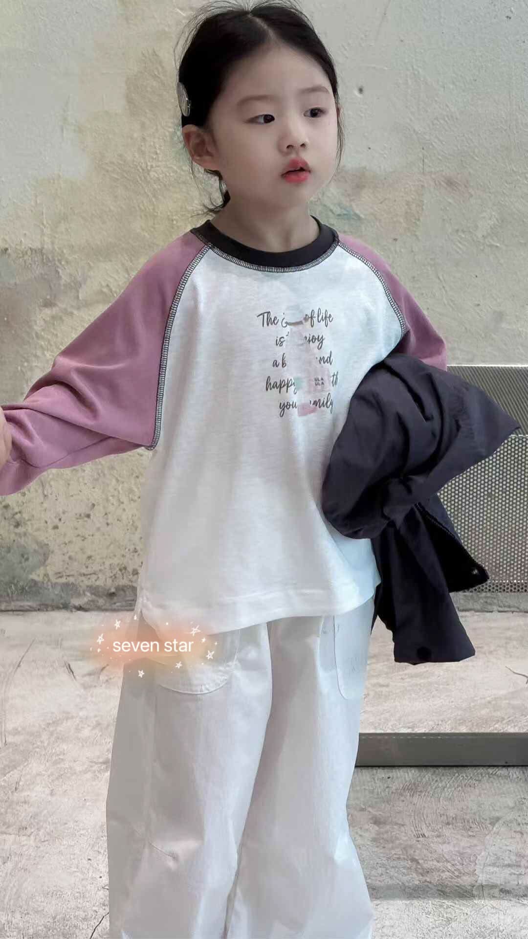 Pink Raglan Long Sleeves Tee