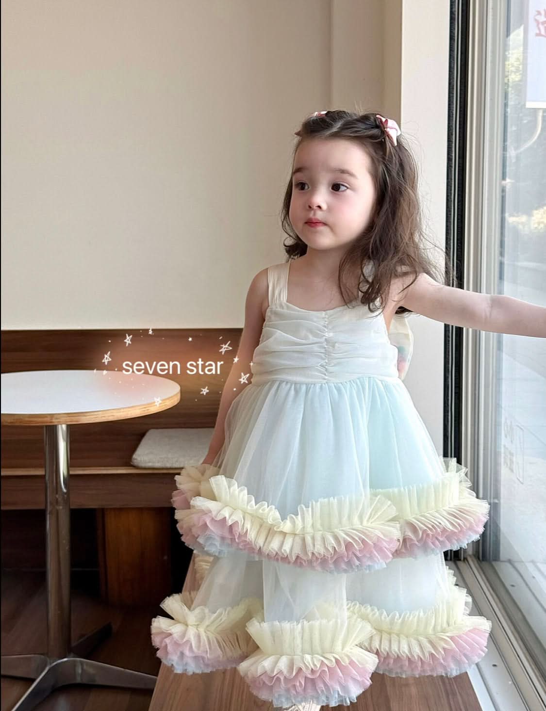 Rainbow Tiered Ruffle Dress
