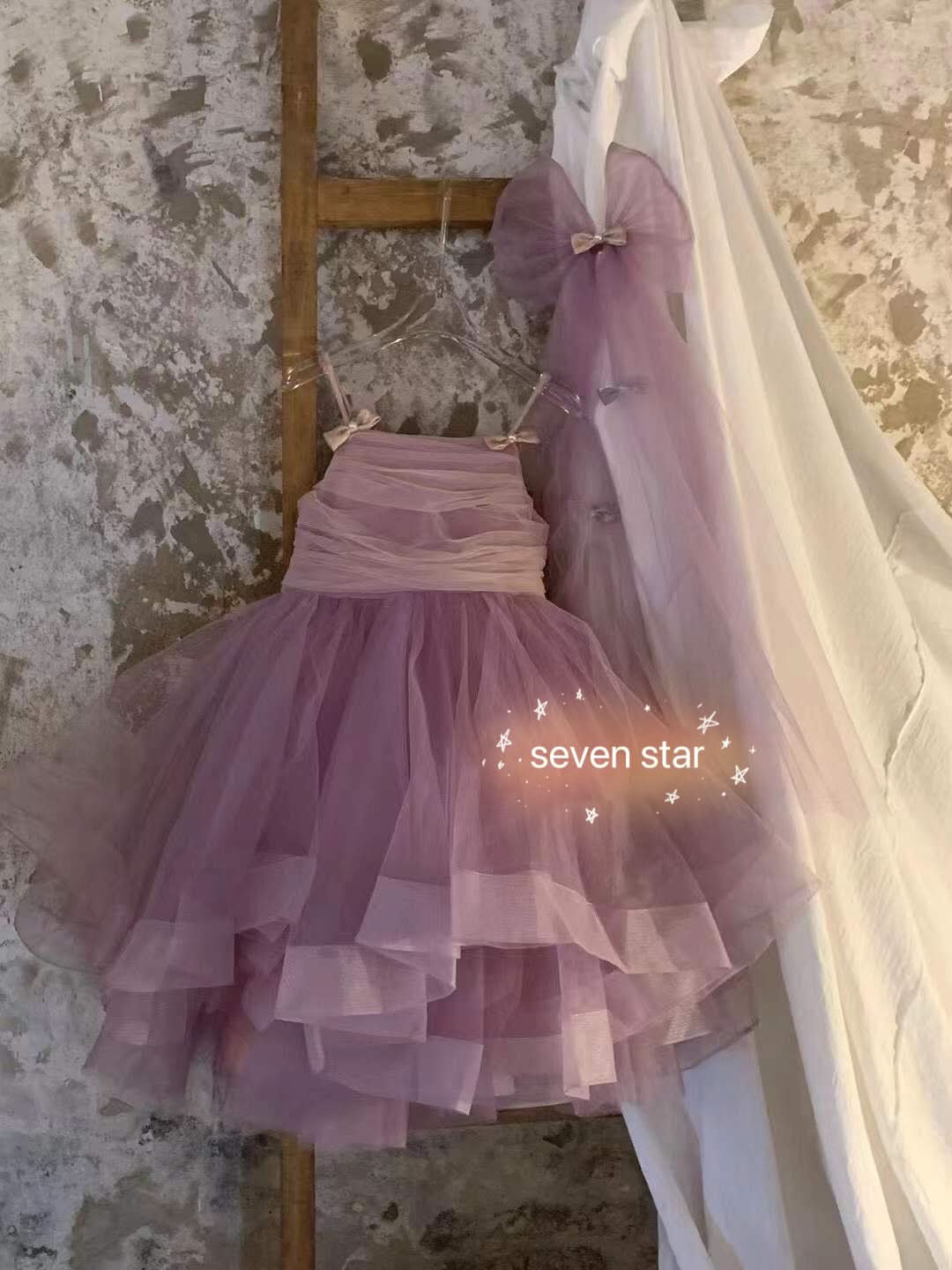 Ribbon Bow Tulle Dress Purple
