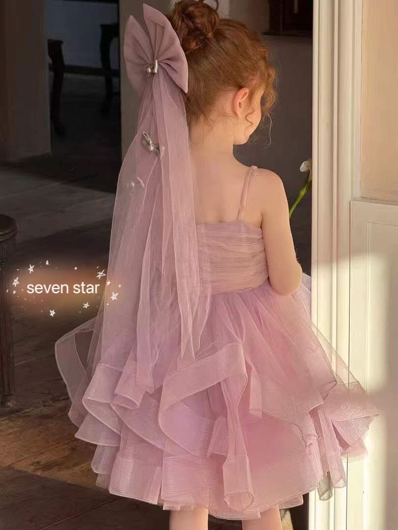 Ribbon Bow Tulle Dress Purple