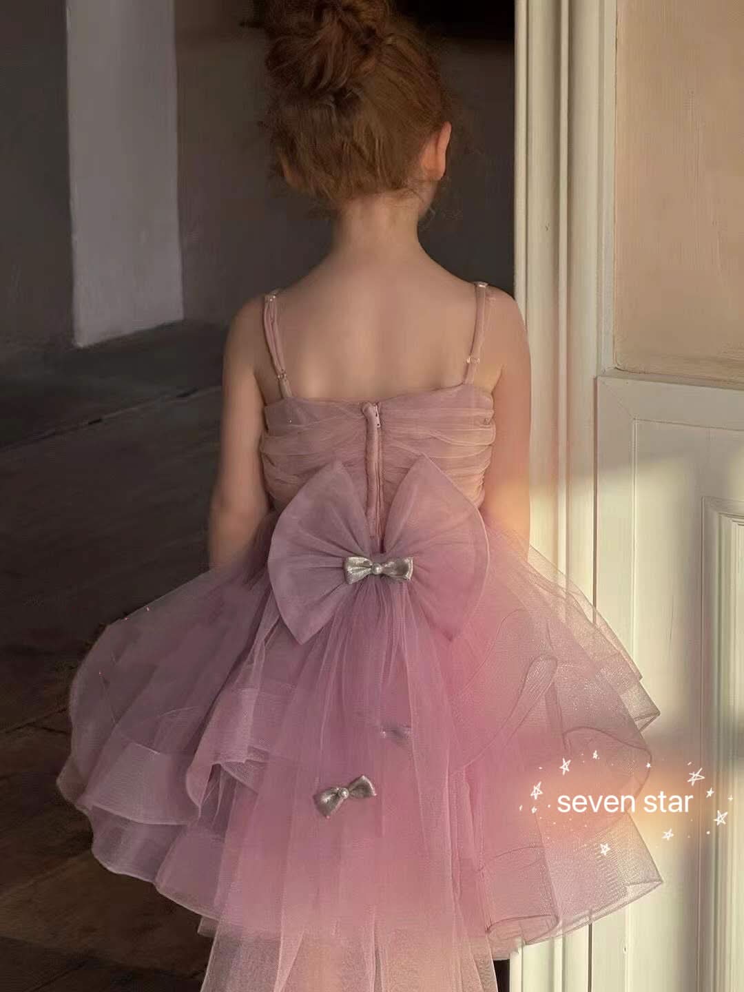 Ribbon Bow Tulle Dress Purple