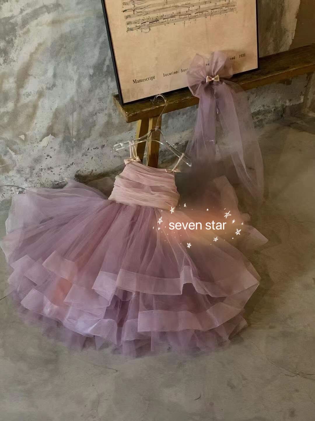Ribbon Bow Tulle Dress Purple