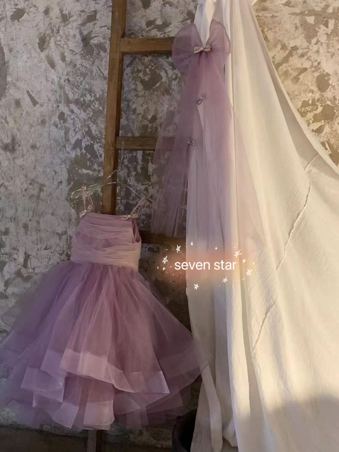 Ribbon Bow Tulle Dress Purple