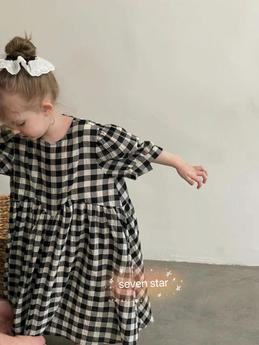 Black and White Plaid girl Dress