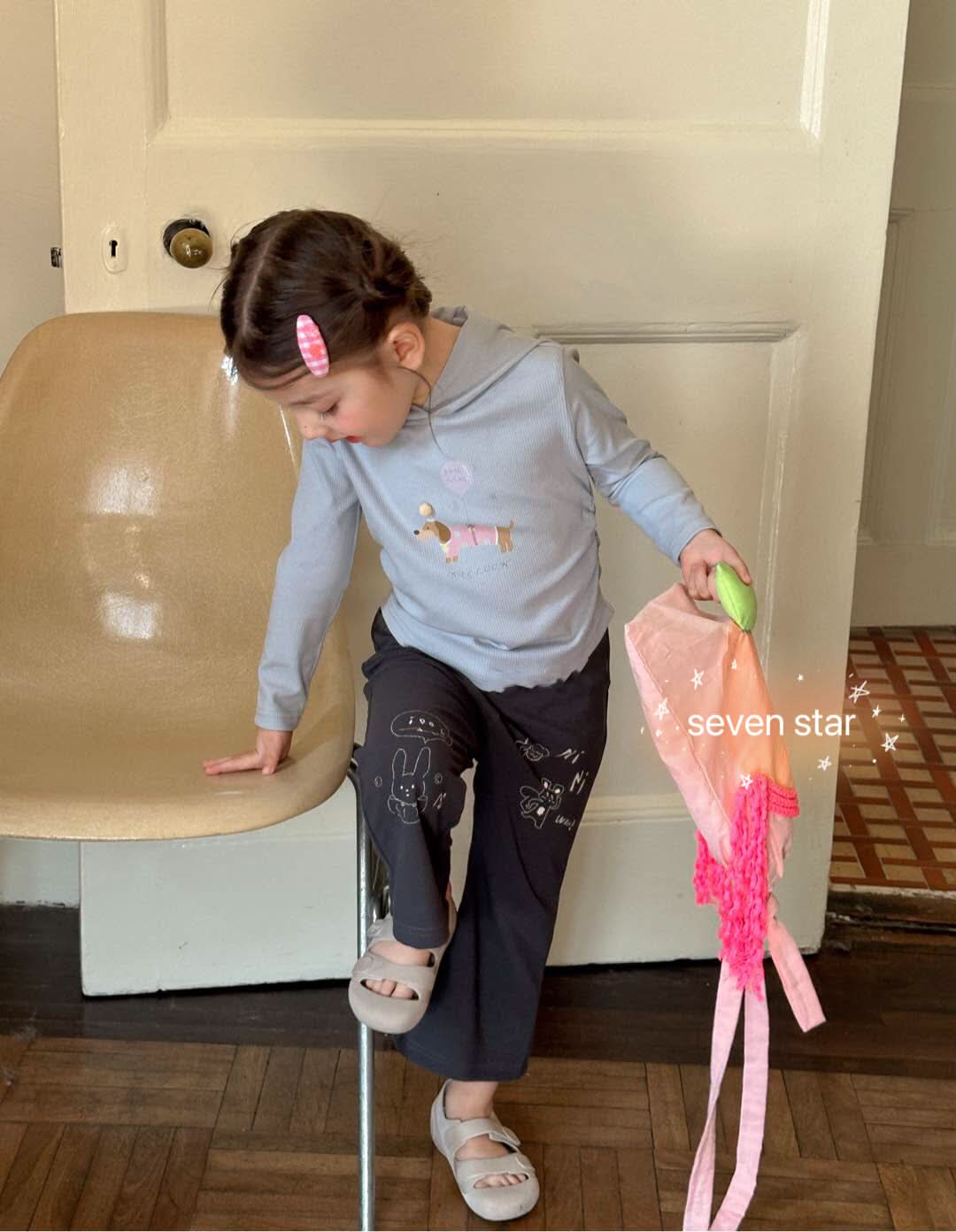 Bunny Print Boot-cut Pants