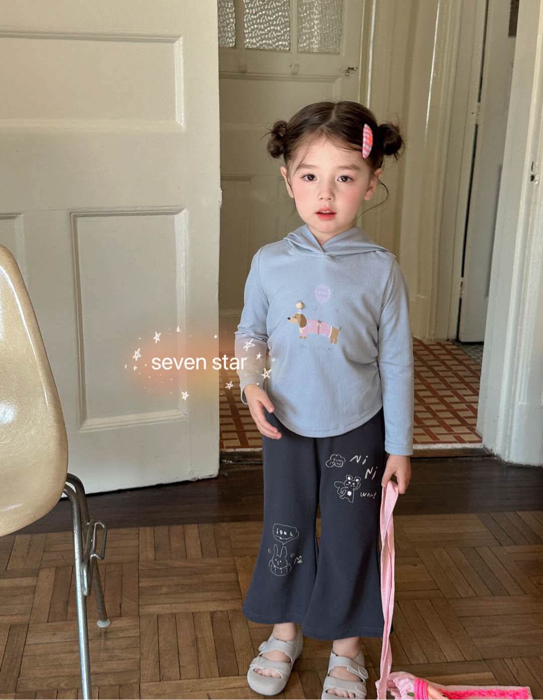 Bunny Print Boot-cut Pants