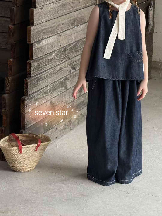 Denim Tank Top and Jeans girl Set