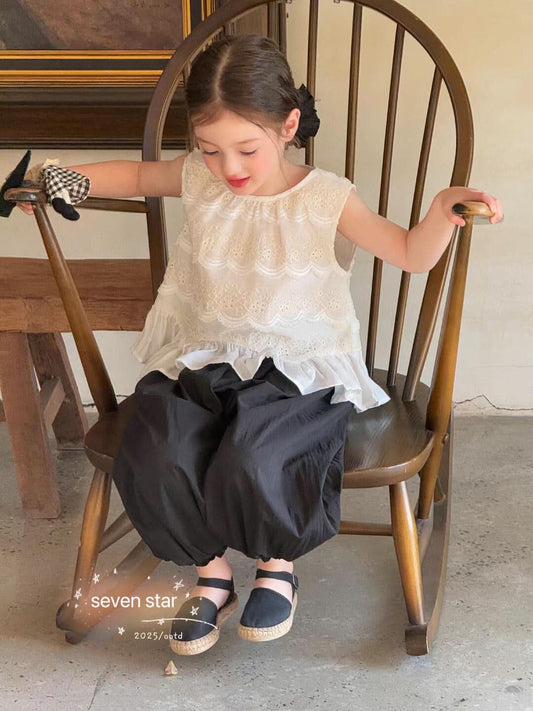 Embroidered Flower Sleeveless girl Shirt