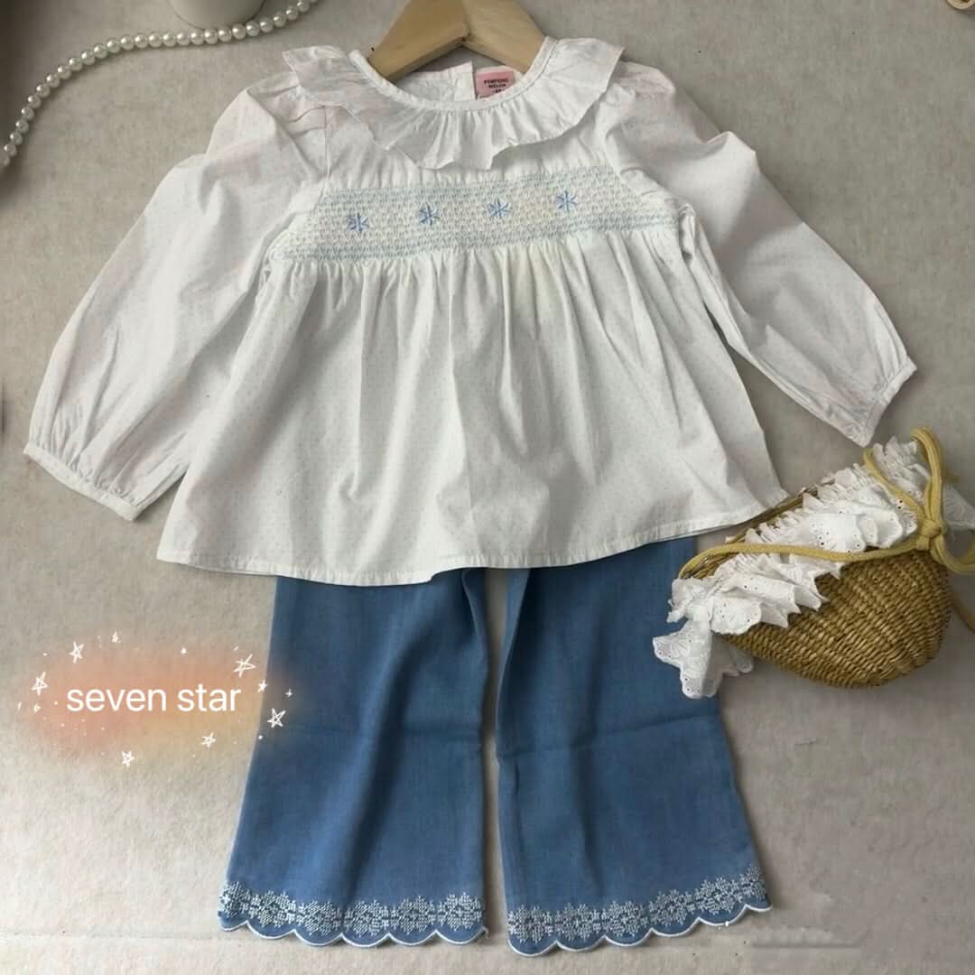 Embroidery Lace Boot-cut Jeans Pants