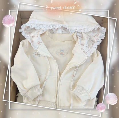 Floral Lace Zip-up Hoodie