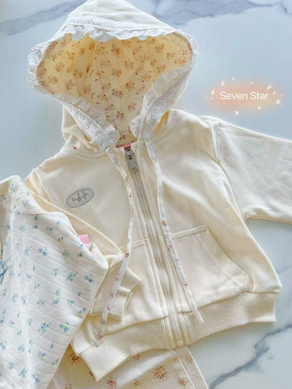 Floral Lace Zip-up girls Hoodie