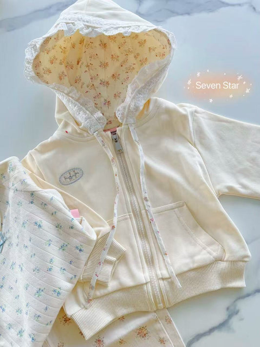 Floral Lace Zip-up girls Hoodie