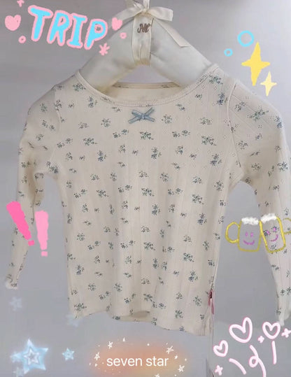 Floral Long-Sleeve girl Tee Shirt