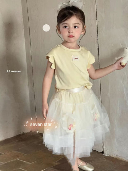 Flower Pocket Tulle girl Skirt