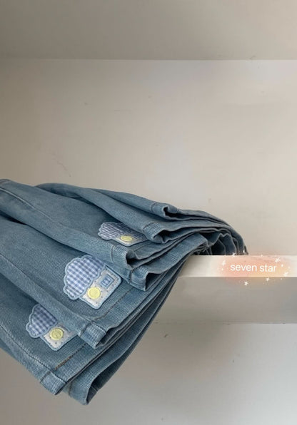 House Patch Denim Skirt