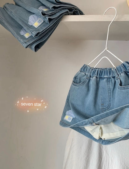 House Patch Denim Skirt