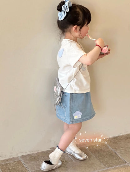 House Patch Denim Skirt