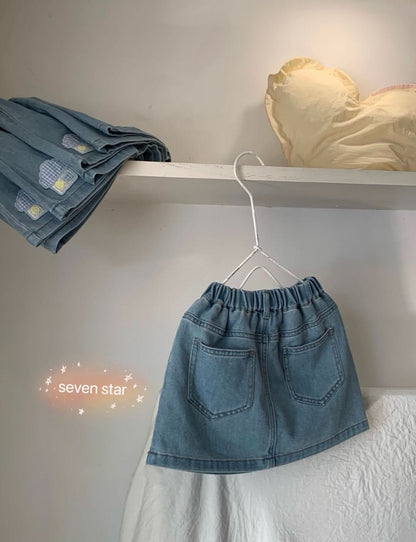 House Patch Denim Skirt