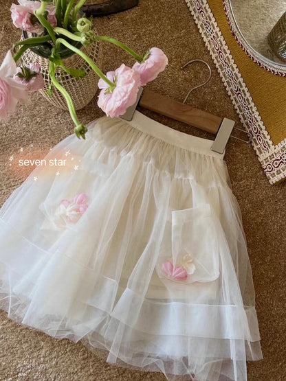 Flower Pocket Tulle Skirt