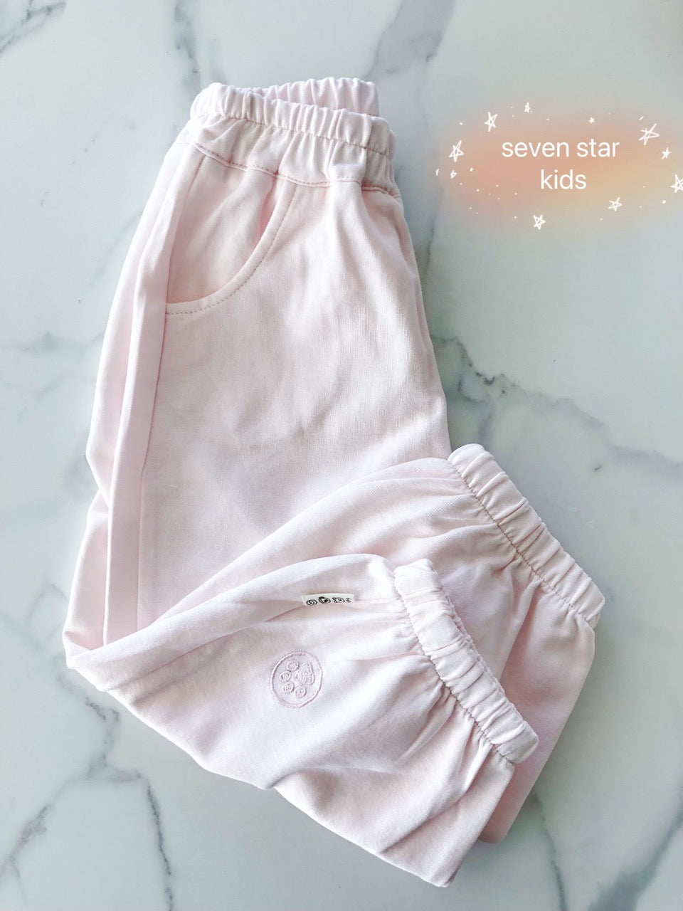 Puppy Paws Embroidery Sweatpants-Pink