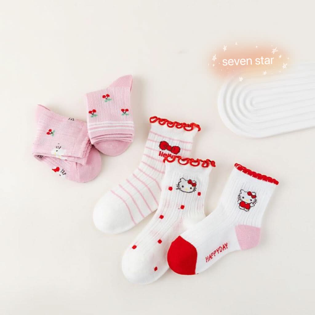 Kitten and Cherry girls Crew Socks
