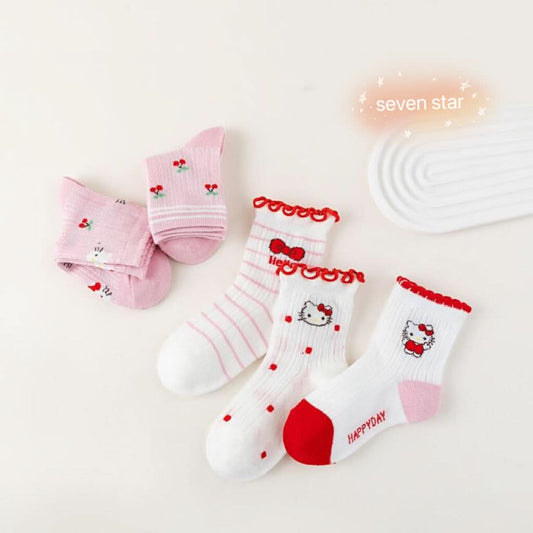 Kitten and Cherry girls Crew Socks