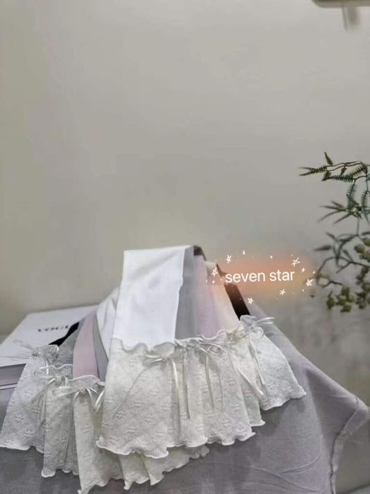 蕾丝拼布打底裤-粉色