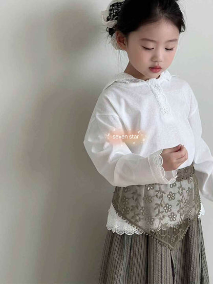 Lace Hooded Long Sleeve girl Tee