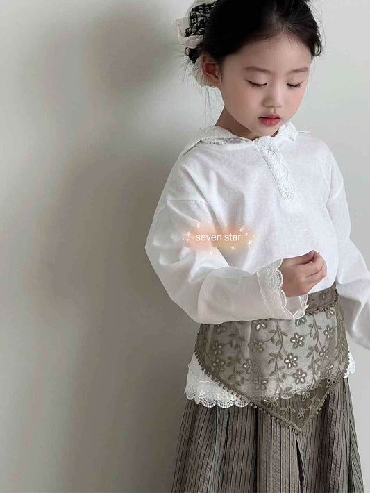 Lace Hooded Long Sleeve girl Tee