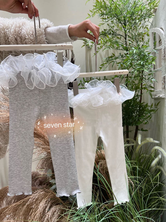 Lace trim girls leggings