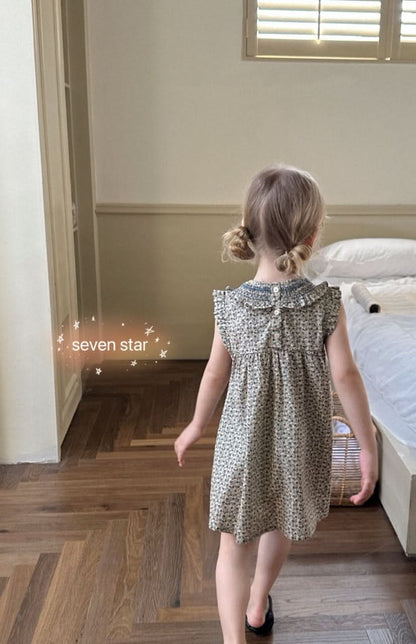 Navy smocking Sleeveless Dress