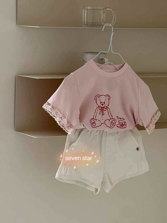 Pink Bear Lace Tee Shirt