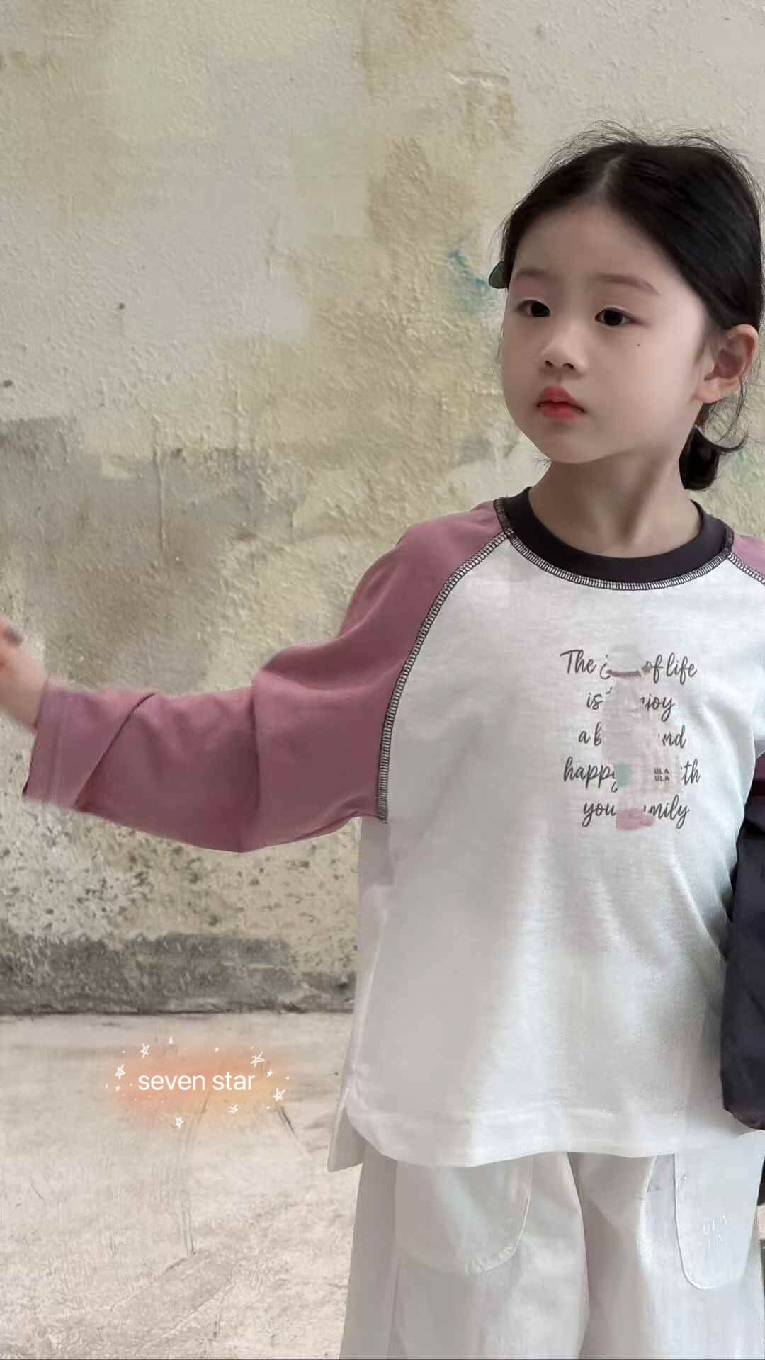 Pink Raglan Long Sleeves GIRL Tee