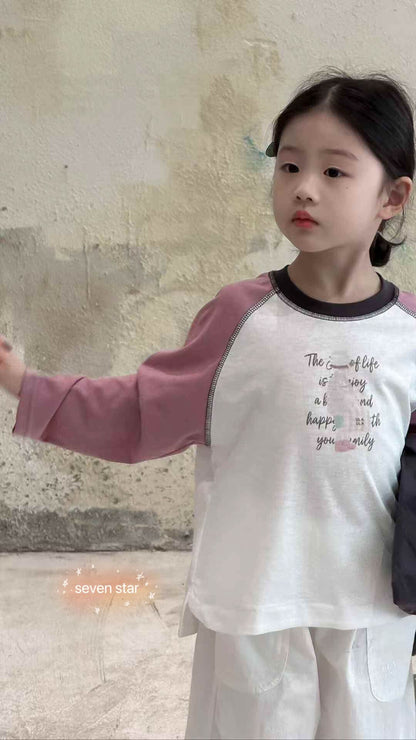 Pink Raglan Long Sleeves GIRL Tee